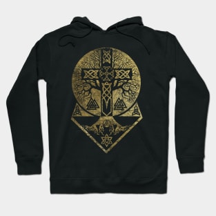 Tree of life  -Yggdrasil  and Celtic Cross Hoodie